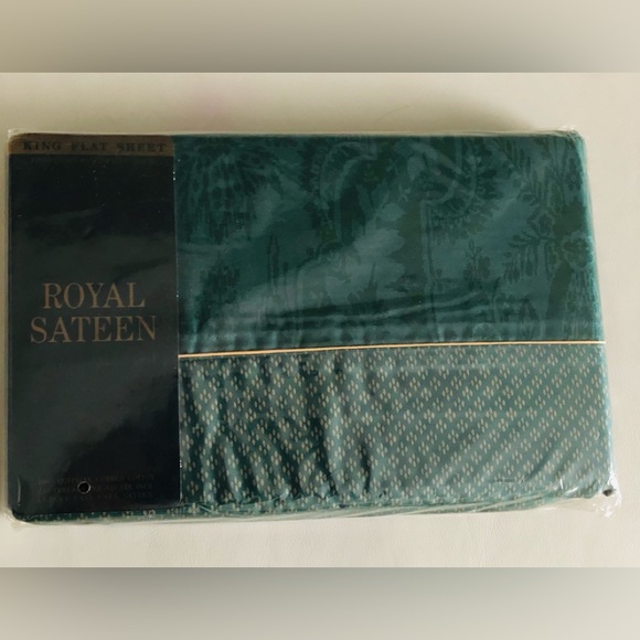 MANON Egyptian 100%Cotton King Flat Sheet Vintage Luxury Royal Sateen New in box - Picture 13 of 14
